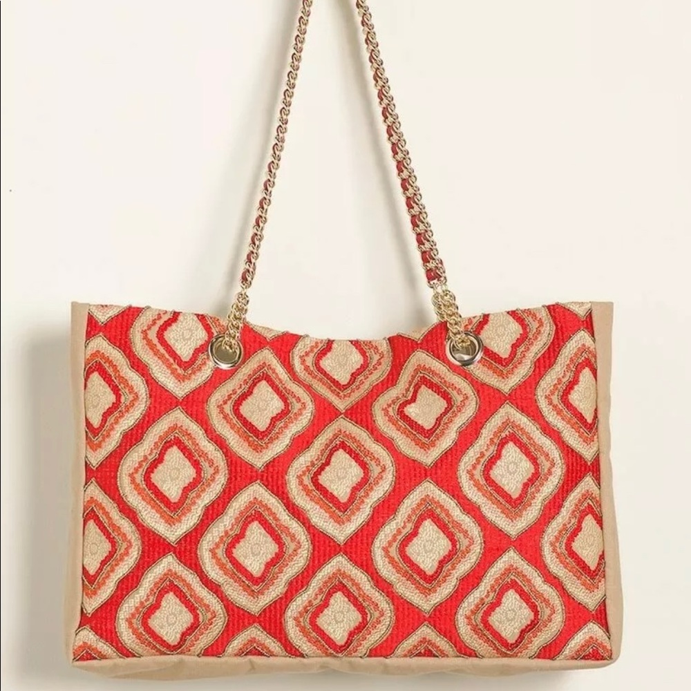 Chico’s beaded geometric tote NWT